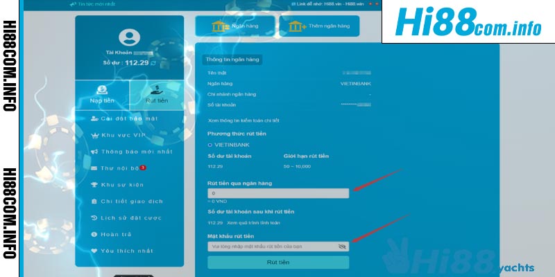 Quy trình rút tiền Hi88 là gì?